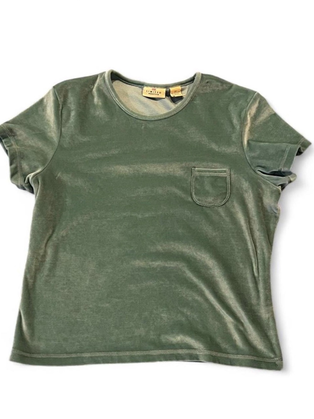 The Limited Sage Velvet Short Sleeve Tee with Chest Pocket